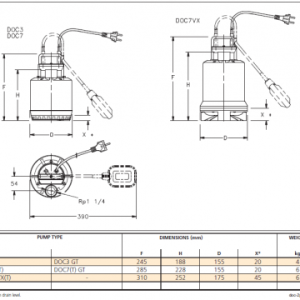 Lowara DOC7SG/A without floatswitch 110v 10754120YDXXN1 - Image 2