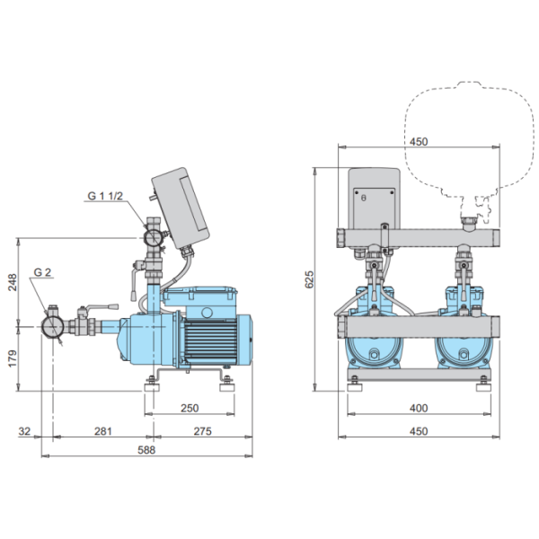 Calpeda BSM2F 2E-MXPM 404-PCD Twin Pump Horizontal Booster Set 240v - Image 2
