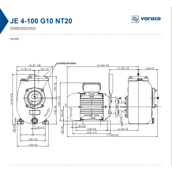Varisco JE 4-100 G10 NT20 Self-Priming Pump 4kw 400v 8381063865 - Image 2