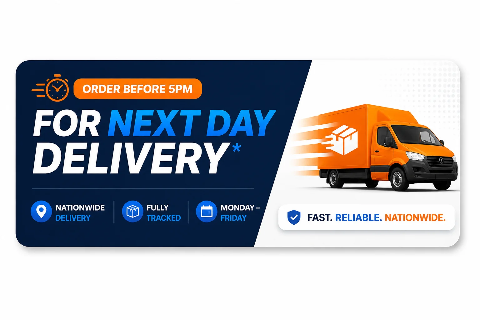 Next working day delivery when ordered before 5pm
