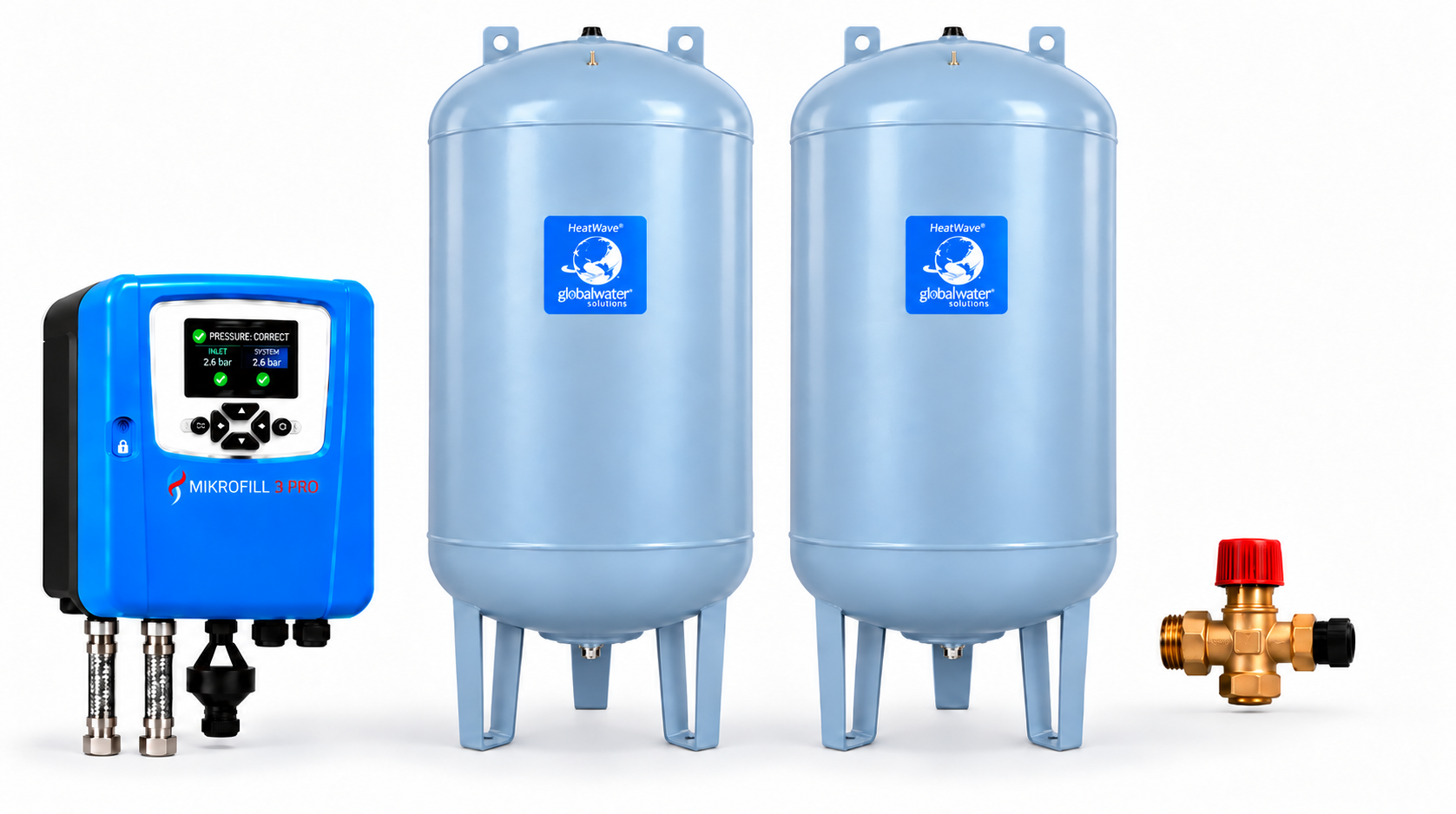 WaterBoost Mikrofill 3 Pro + 2 × HWB-INT-300LV Pressurisation Kit